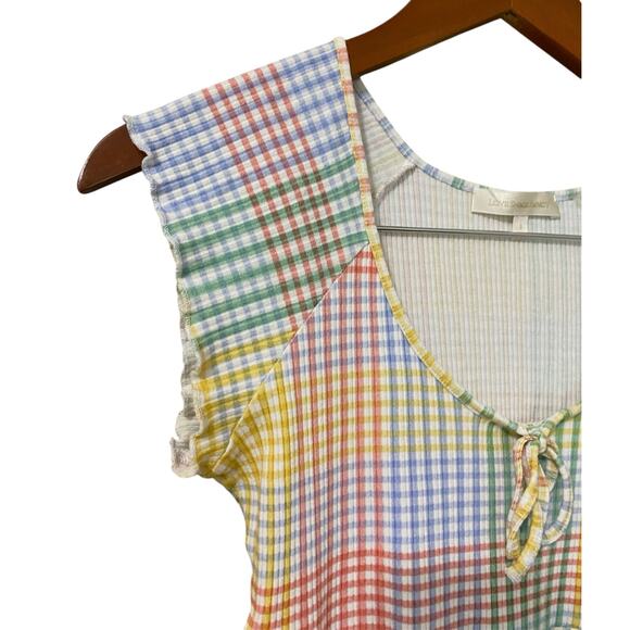 Loveshackfancy Zoie Mini Dress Small Rainbow Pastel Gingham Colorful Coquette - Picture 11 of 16